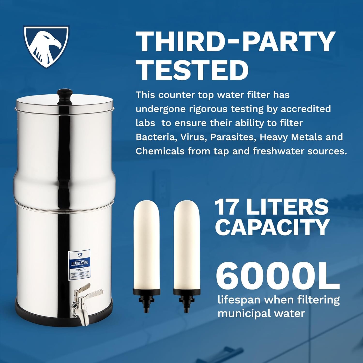 Survivor Filter Gravity Steel 2.25 Gallon Water Filtration System - Survivor Filter