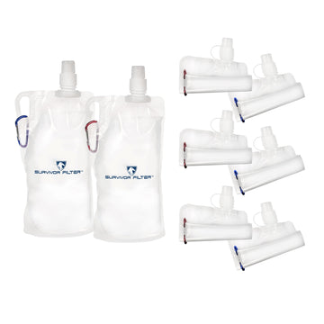 SURVIVOR CANTEENS™ Collapsible 33 Oz. 8-Pack Kit - Survivor Filter