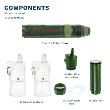 SURVIVOR FILTER SQUEEZE™ Water Filter + 2 Canteens - Survivor Filter