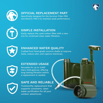 Survivor Filter PRO Carbon Filter Replacement, Compatible with Electric PRO X - Survivor Filter