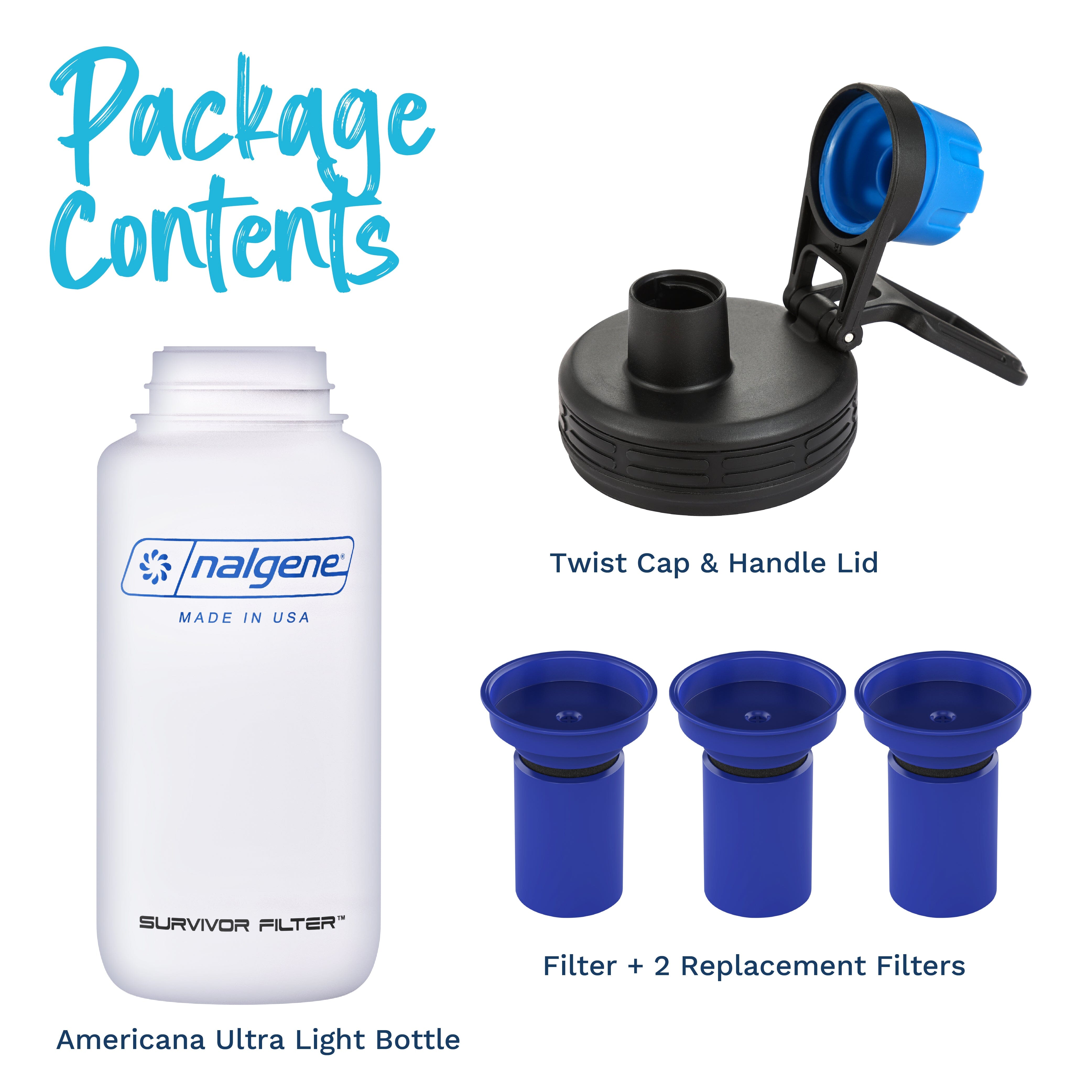SURVIVOR FILTER™ Americana Ultra Light Water Bottle Bundle Survivor Filter 