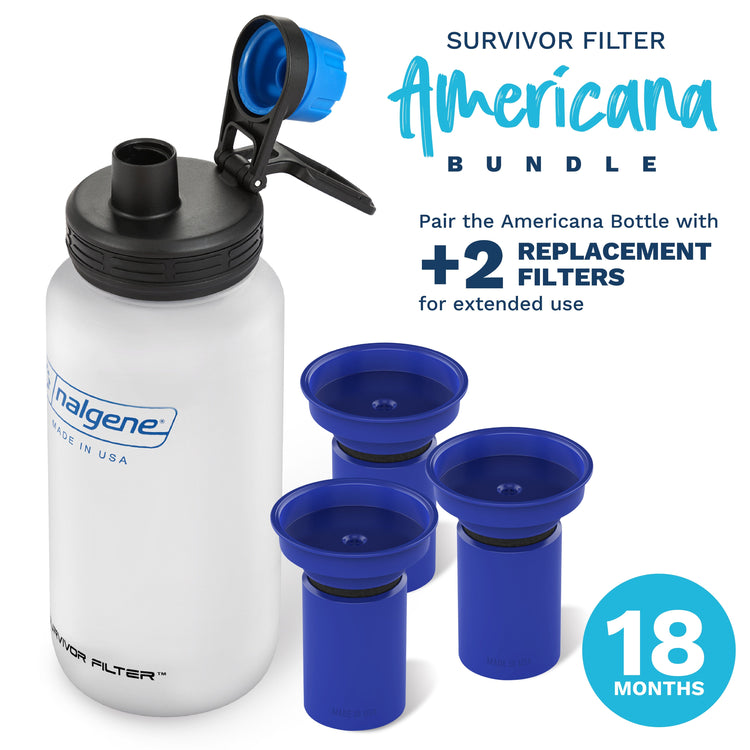 SURVIVOR FILTER™ Americana Ultra Light Water Bottle Bundle Water Containers Survivor Filter 