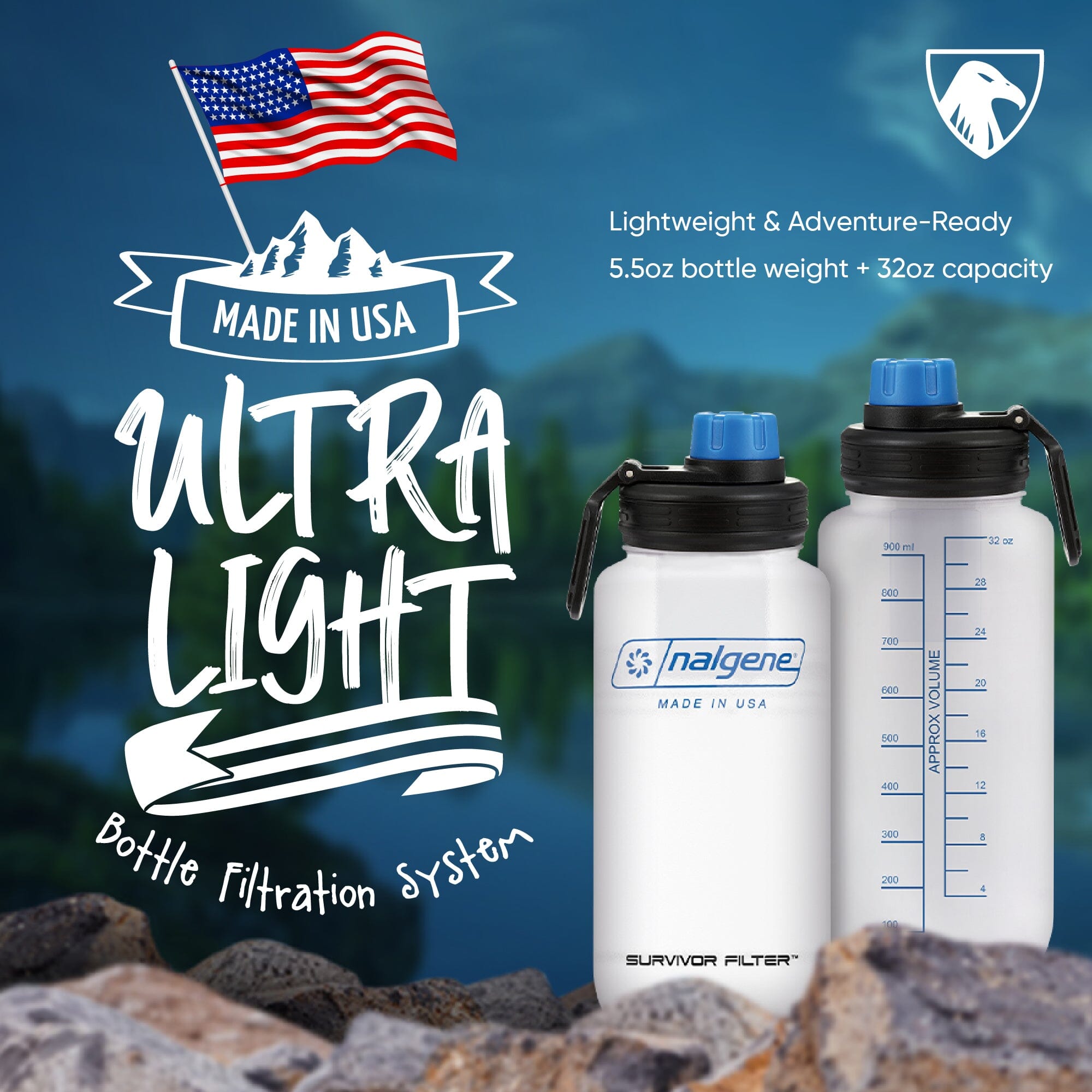 SURVIVOR FILTER™ Americana Ultra Light Water Bottle Bundle Survivor Filter 