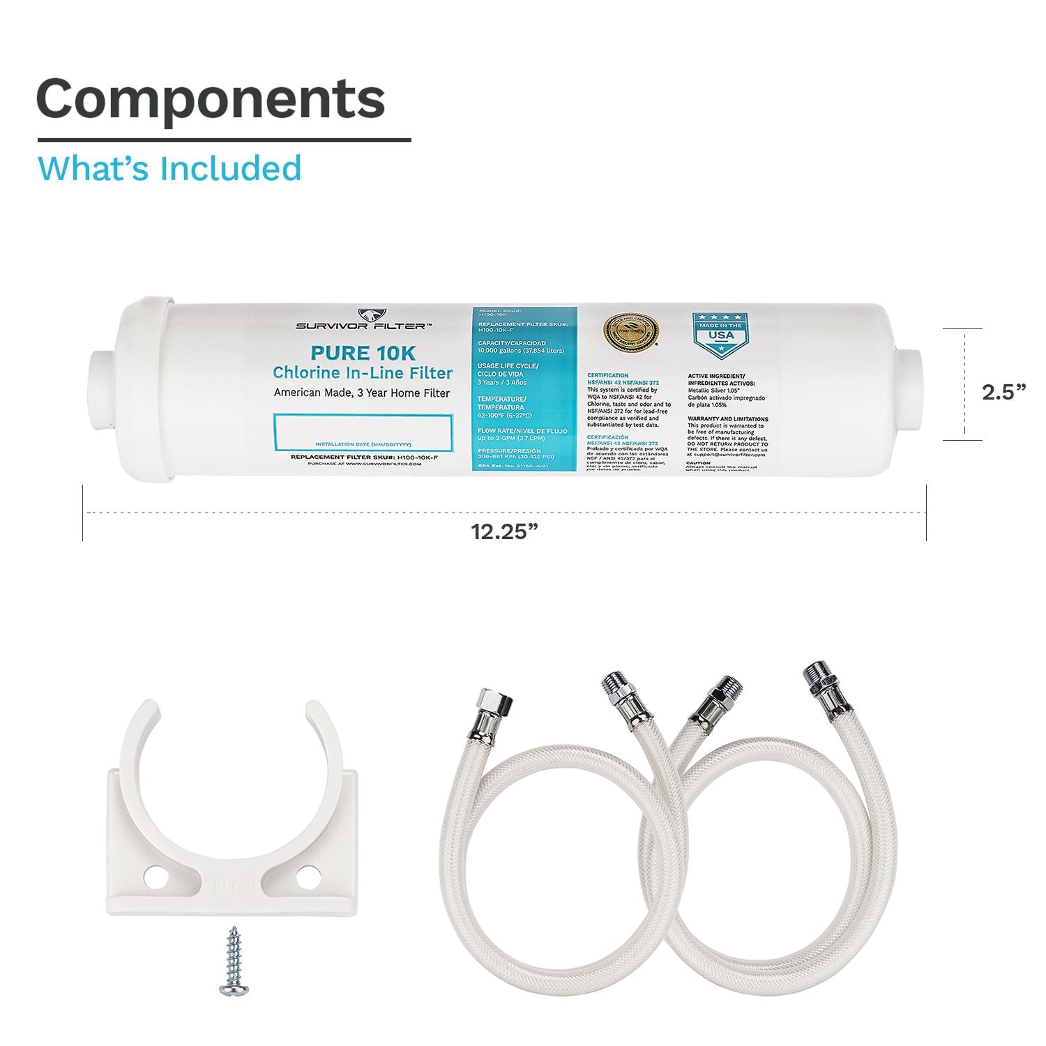 SURVIVOR FILTER™ Pure 10K, Chlorine In-Line Home Filter - Survivor Filter