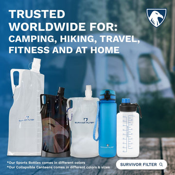Survivor Canteens - Collapsible Water Bottles, Canteens 2 Pack of 32oz - Survivor Filter