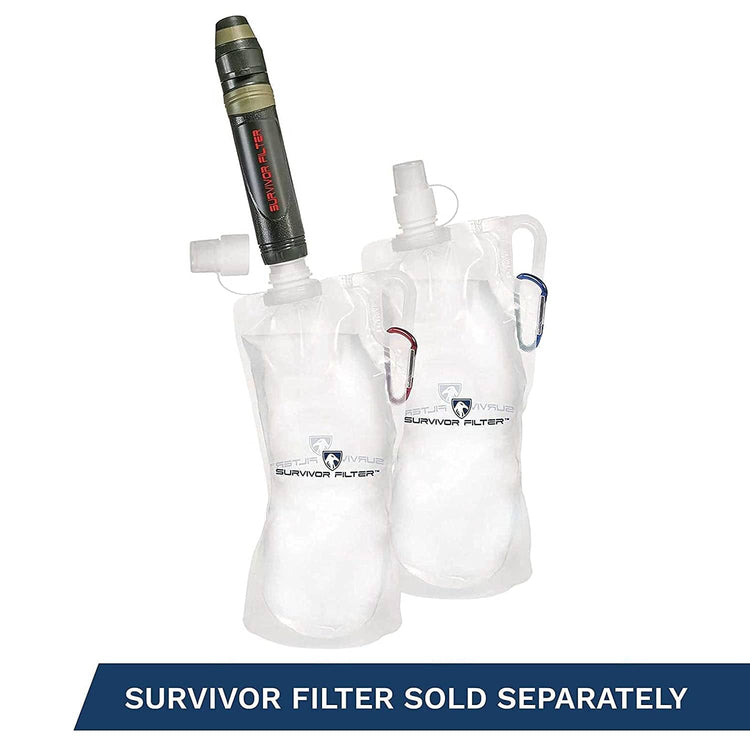 Survivor Canteens - Collapsible Water Bottles, Canteens 2 Pack of 32oz/67oz Clear/Black - Survivor Filter