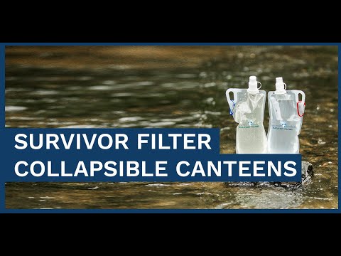 Survivor Canteens - Collapsible Water Bottles, Canteens 2 Pack of 32oz/67oz Clear/Black - Survivor Filter